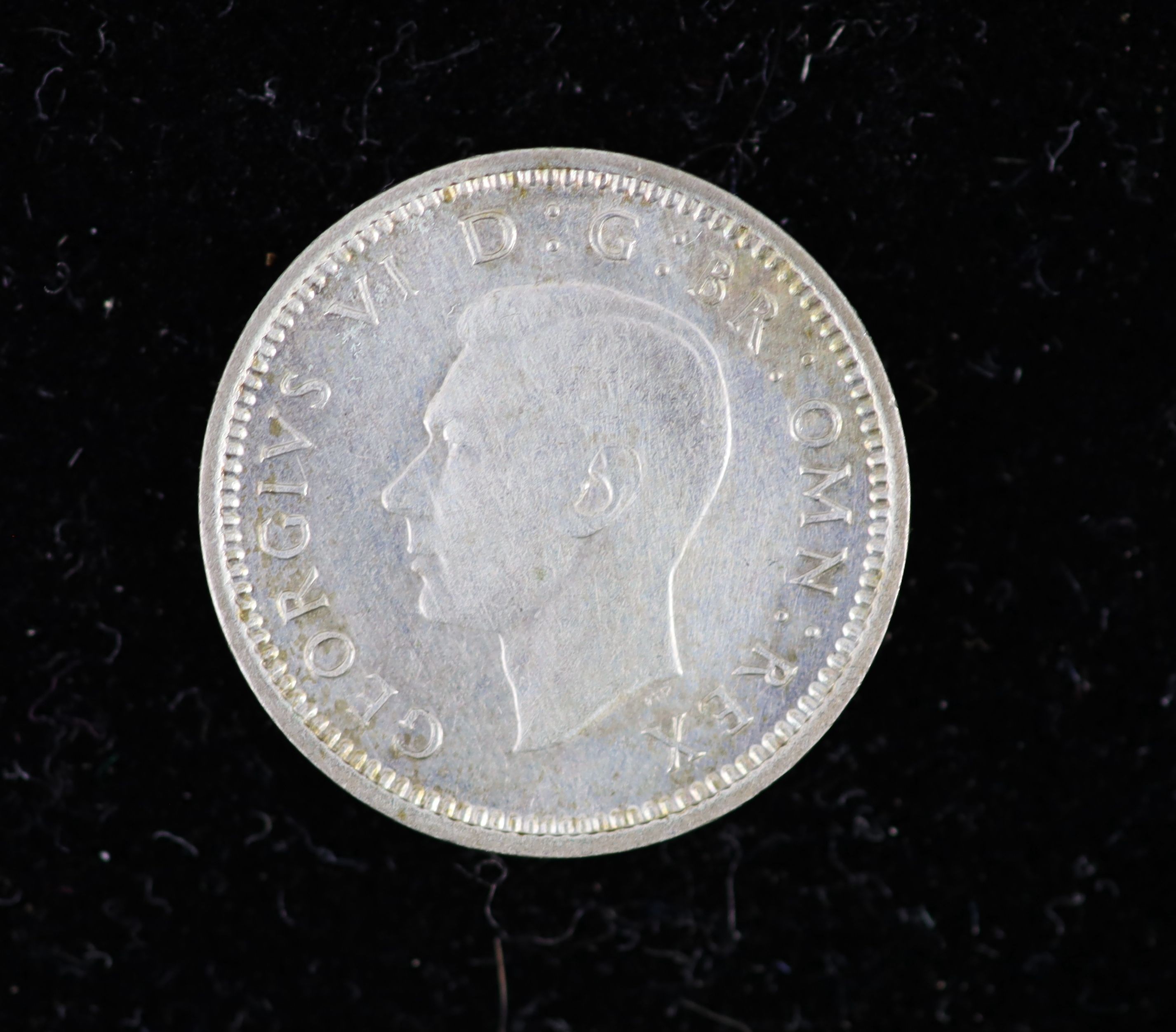 George VI specimen coin sets for 1944 and 1945, including the rare 1944 silver threepence, first coinage, all about EF or better